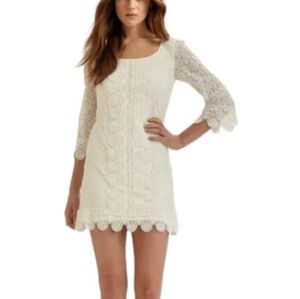 Laundry By Shelli Segal Cream and Gray Dress